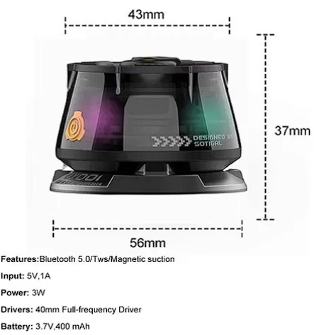 Miniatura 4 de Mini Parlante Altavoz Soporte Magnetico